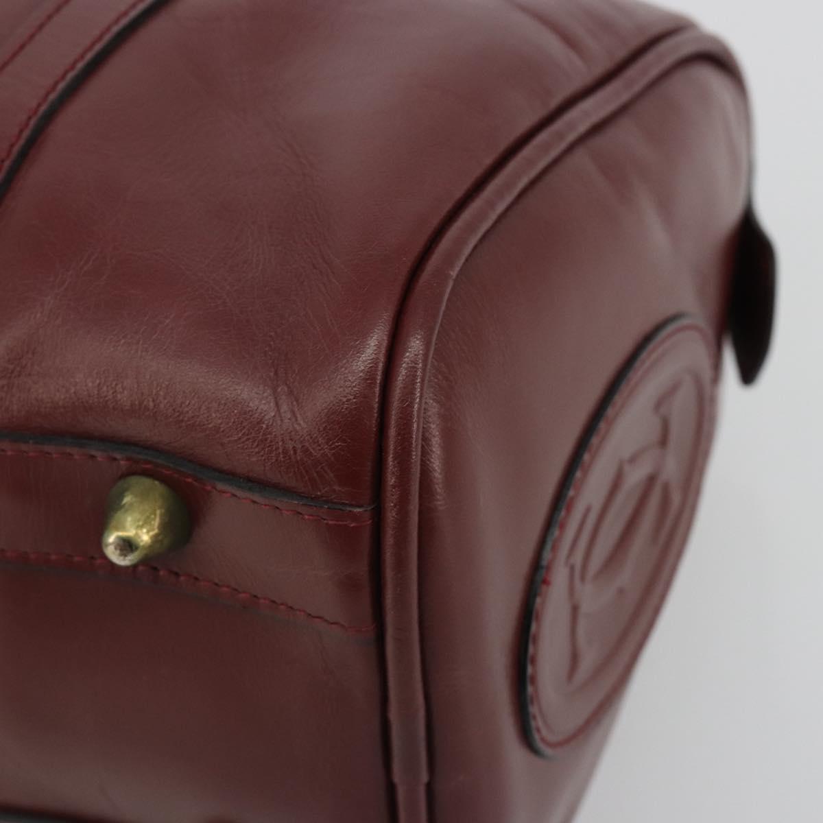 CARTIER Must Line Boston Bag Leather Bordeaux Gold Auth 190924