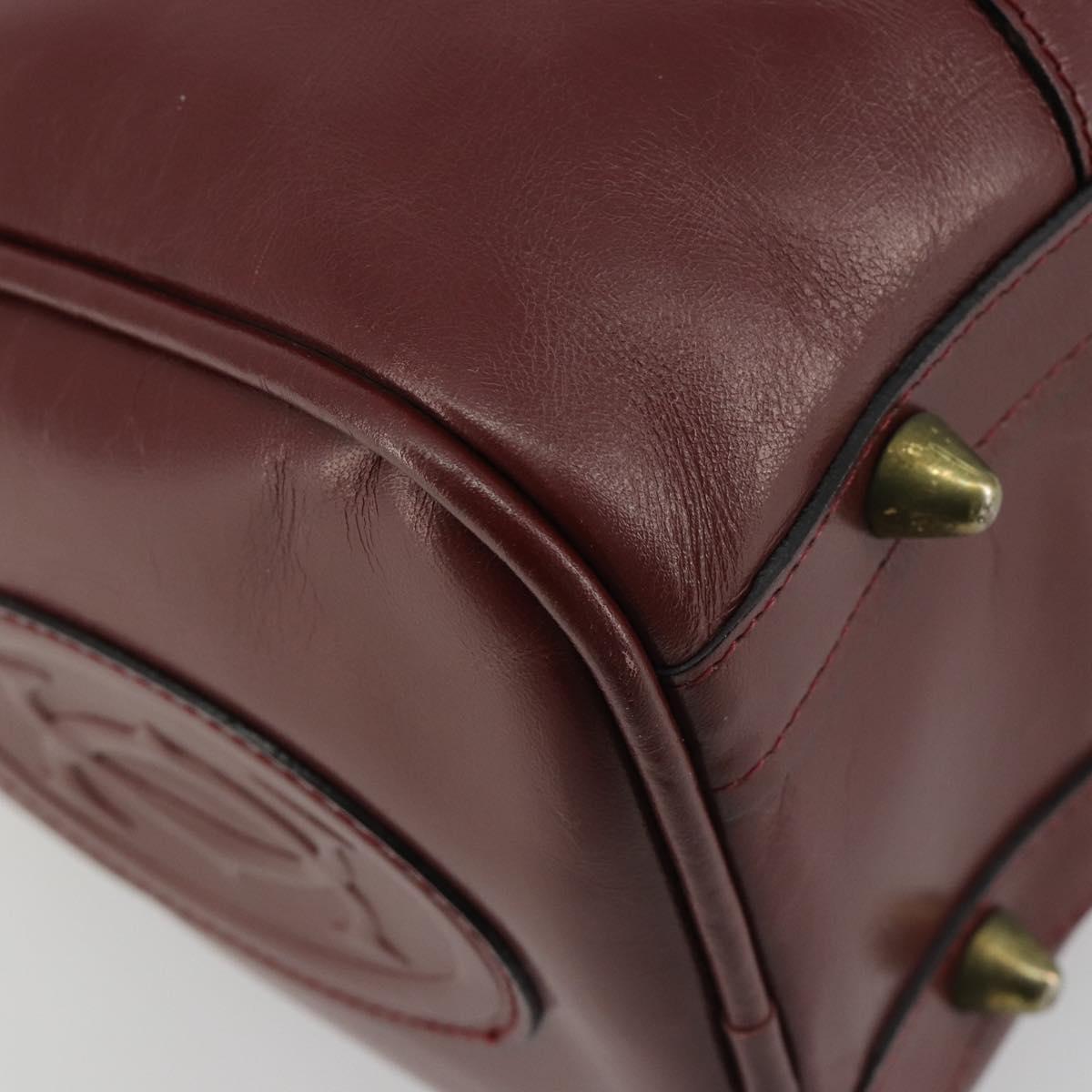 CARTIER Must Line Boston Bag Leather Bordeaux Gold Auth 190924