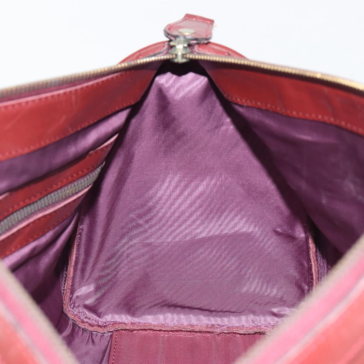 CARTIER Must Line Boston Bag Leather Bordeaux Gold Auth 190924