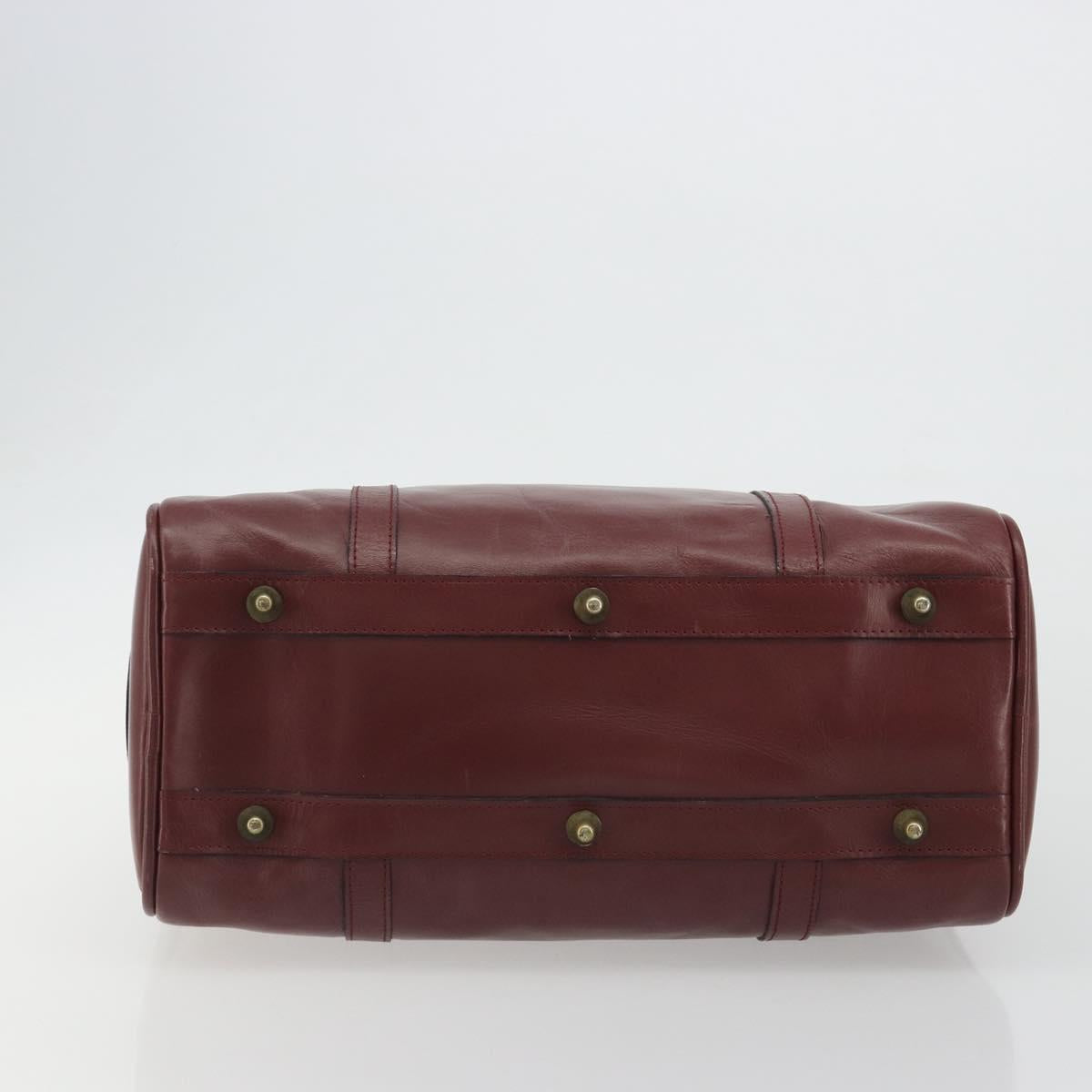 CARTIER Must Line Boston Bag Leather Bordeaux Gold Auth 190924