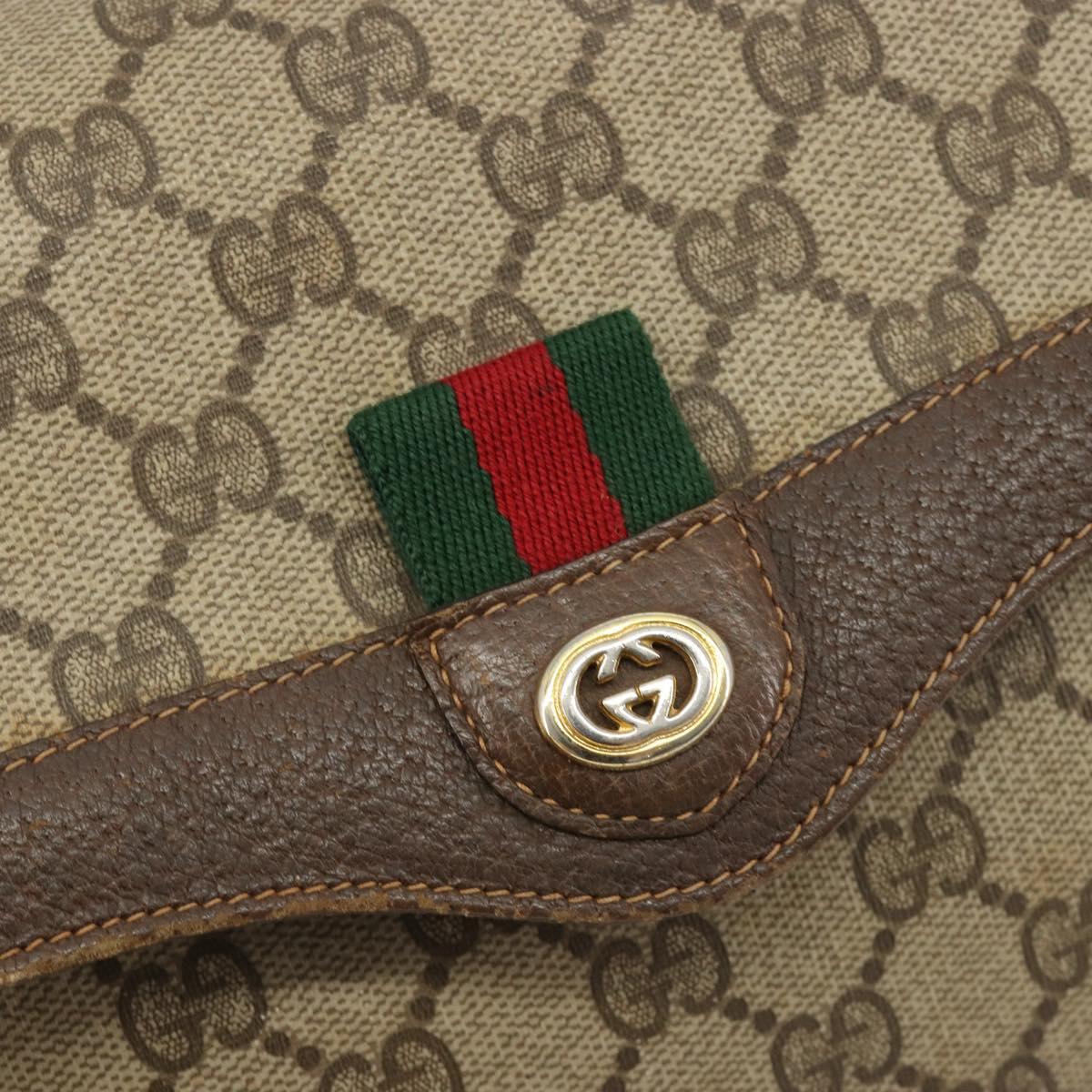 GUCCI GG Supreme Web Sherry Line Bag PVC Beige Gold 904 02 084 Auth 190926