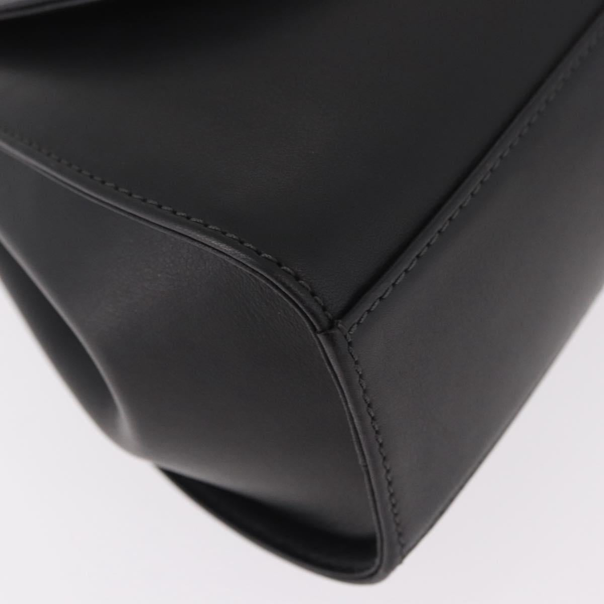 LOEWE Anagram Hand Bag Leather Black Silver Auth 190928A