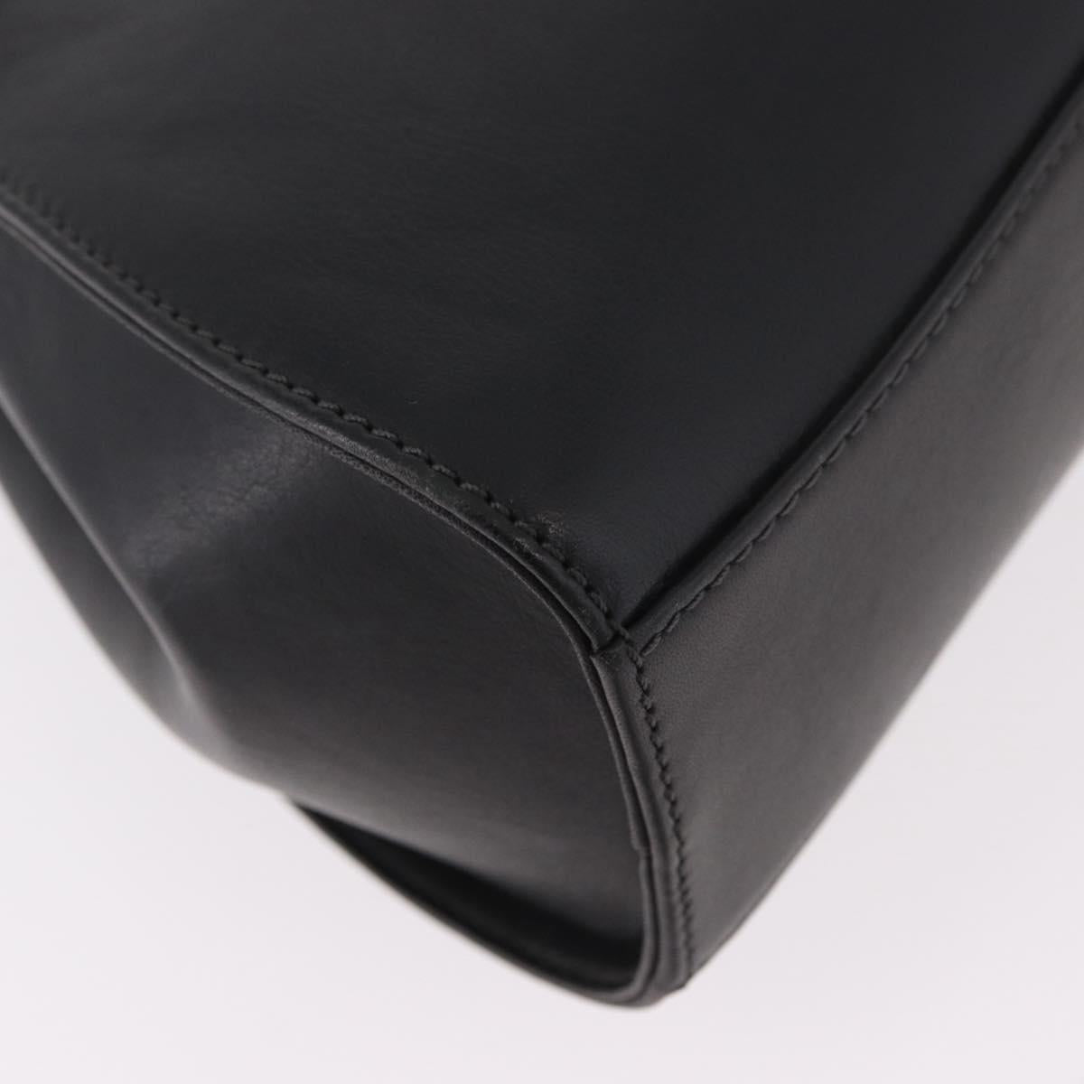 LOEWE Anagram Hand Bag Leather Black Silver Auth 190928A