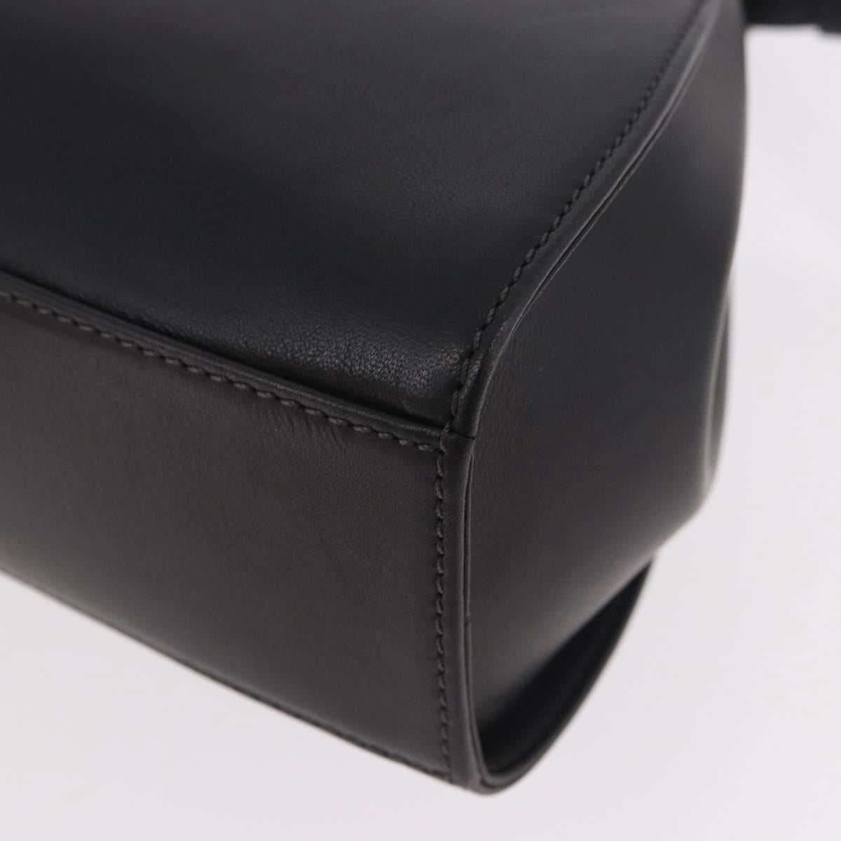 LOEWE Anagram Hand Bag Leather Black Silver Auth 190928A