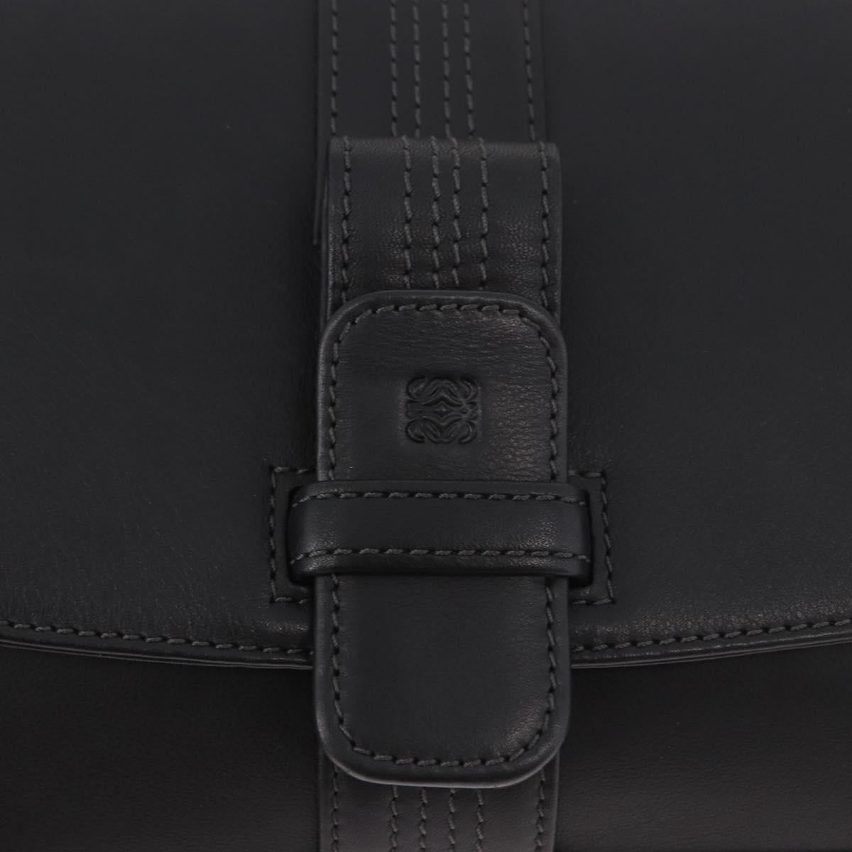 LOEWE Anagram Hand Bag Leather Black Silver Auth 190928A