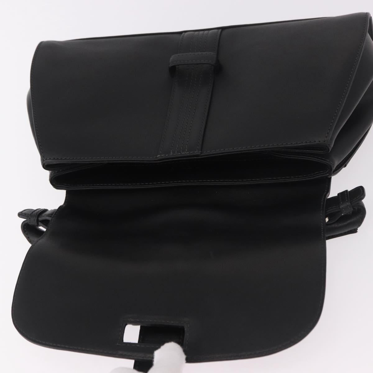 LOEWE Anagram Hand Bag Leather Black Silver Auth 190928A