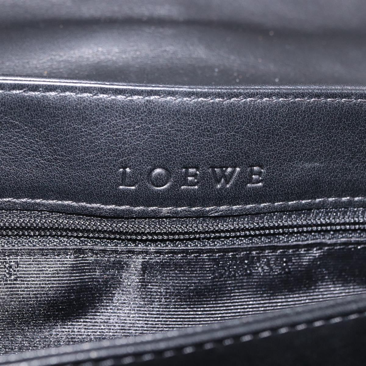 LOEWE Anagram Hand Bag Leather Black Silver Auth 190928A
