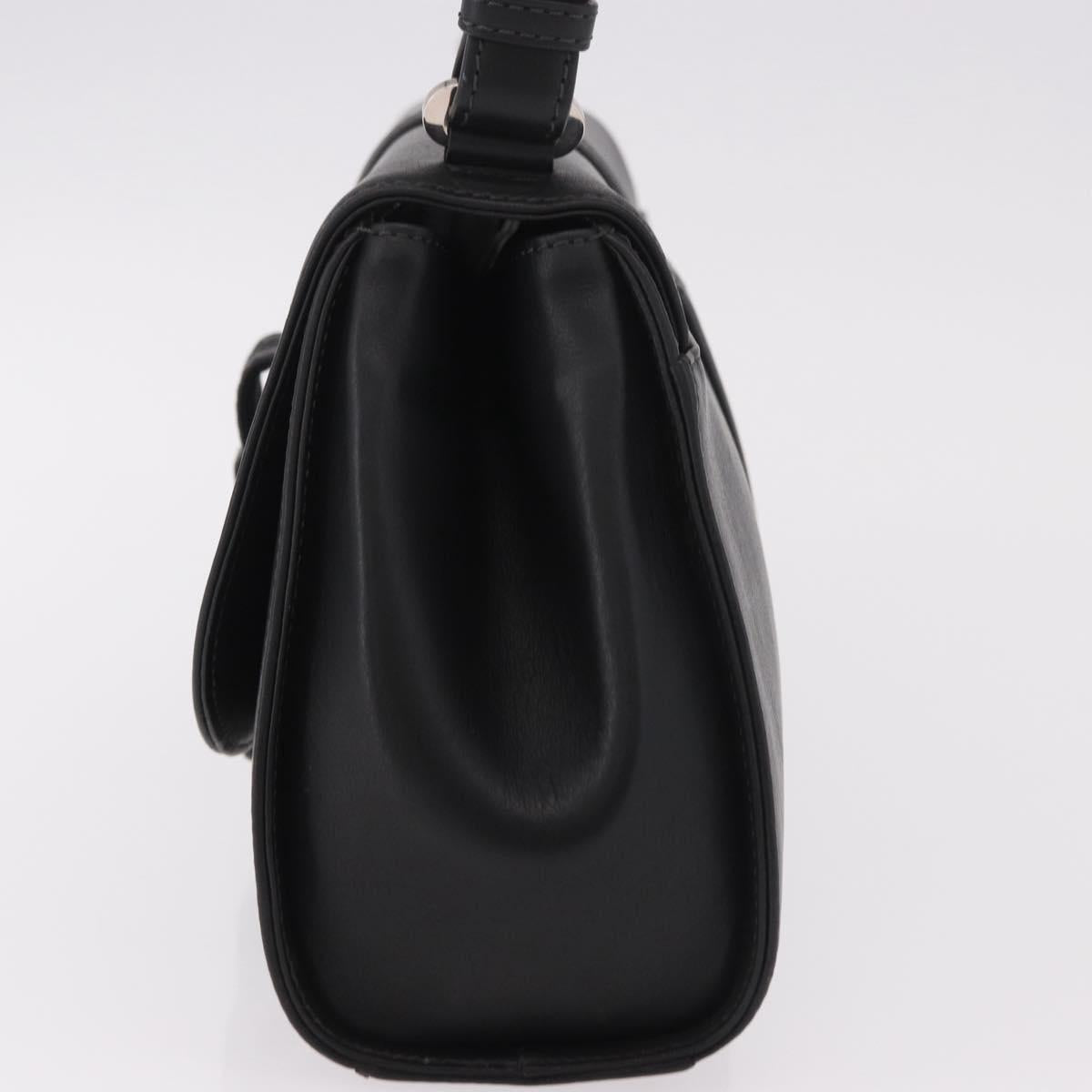 LOEWE Anagram Hand Bag Leather Black Silver Auth 190928A