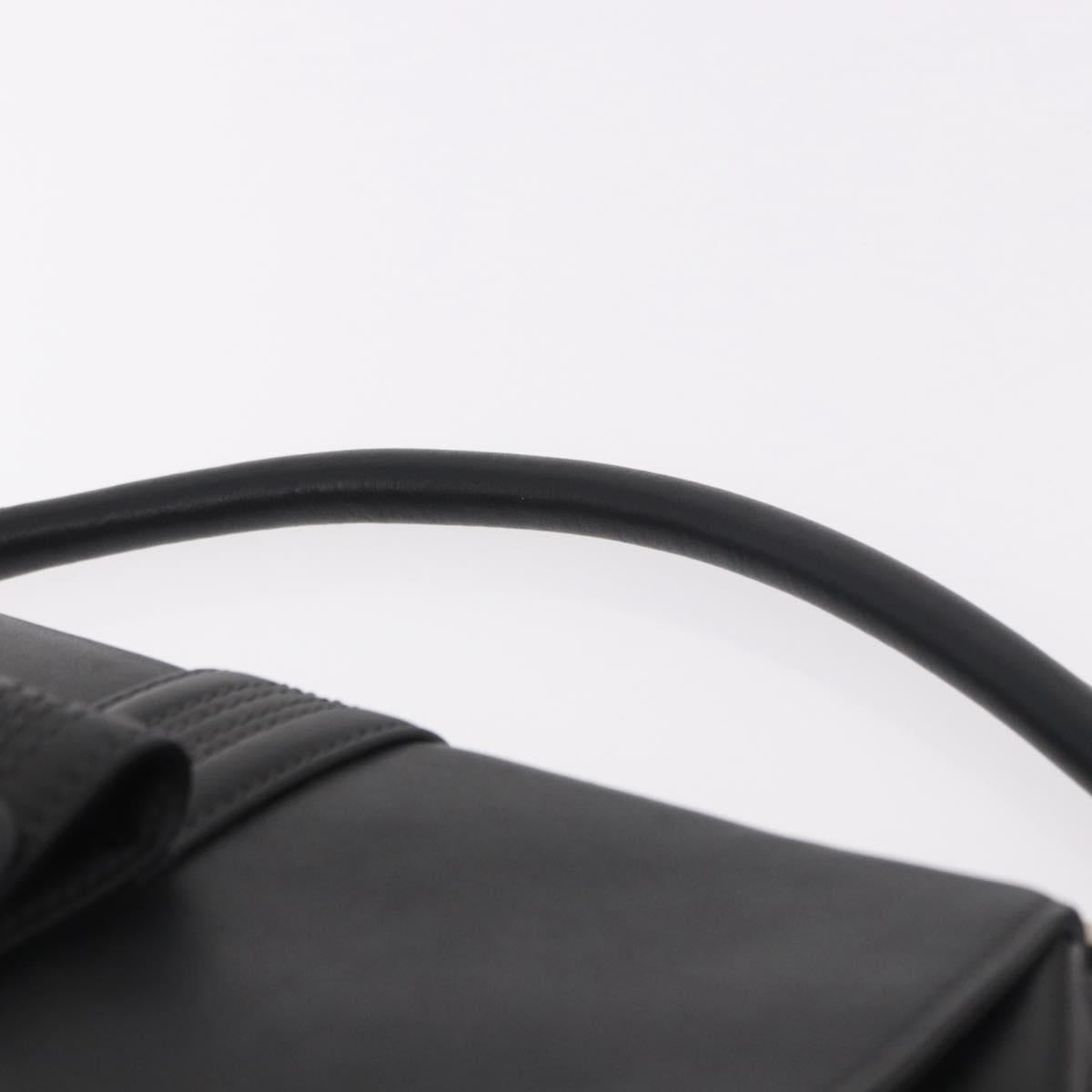 LOEWE Anagram Hand Bag Leather Black Silver Auth 190928A