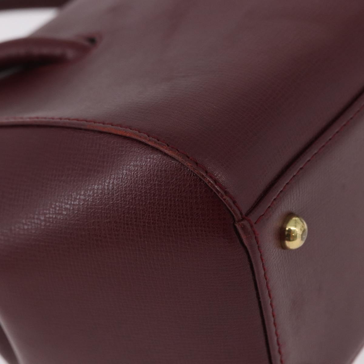CARTIER Must Line Hand Bag Leather Bordeaux Gold Auth 190929