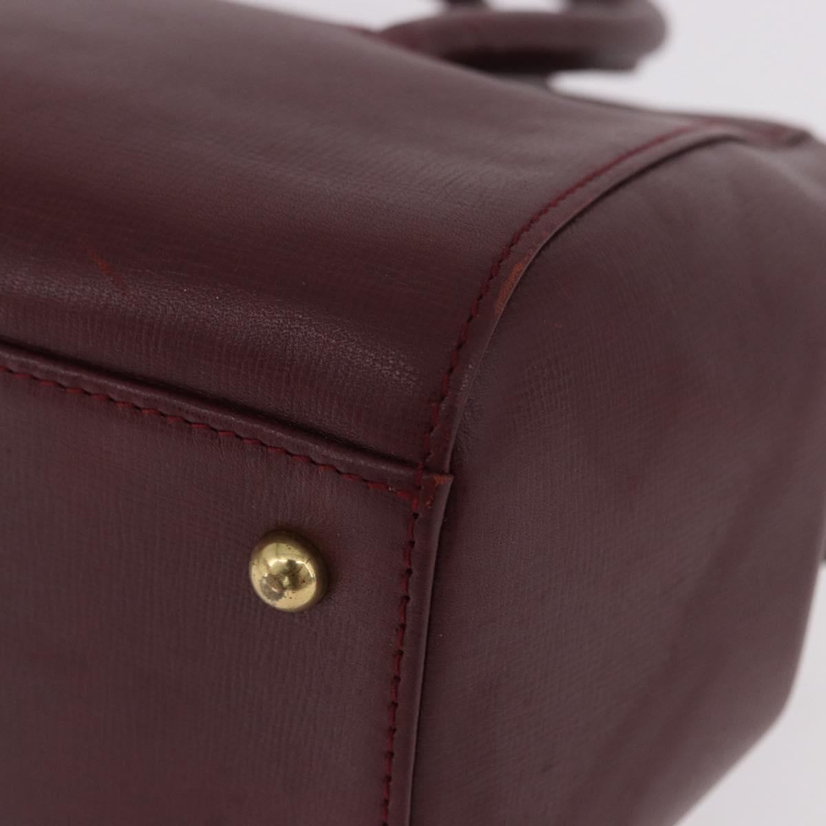 CARTIER Must Line Hand Bag Leather Bordeaux Gold Auth 190929