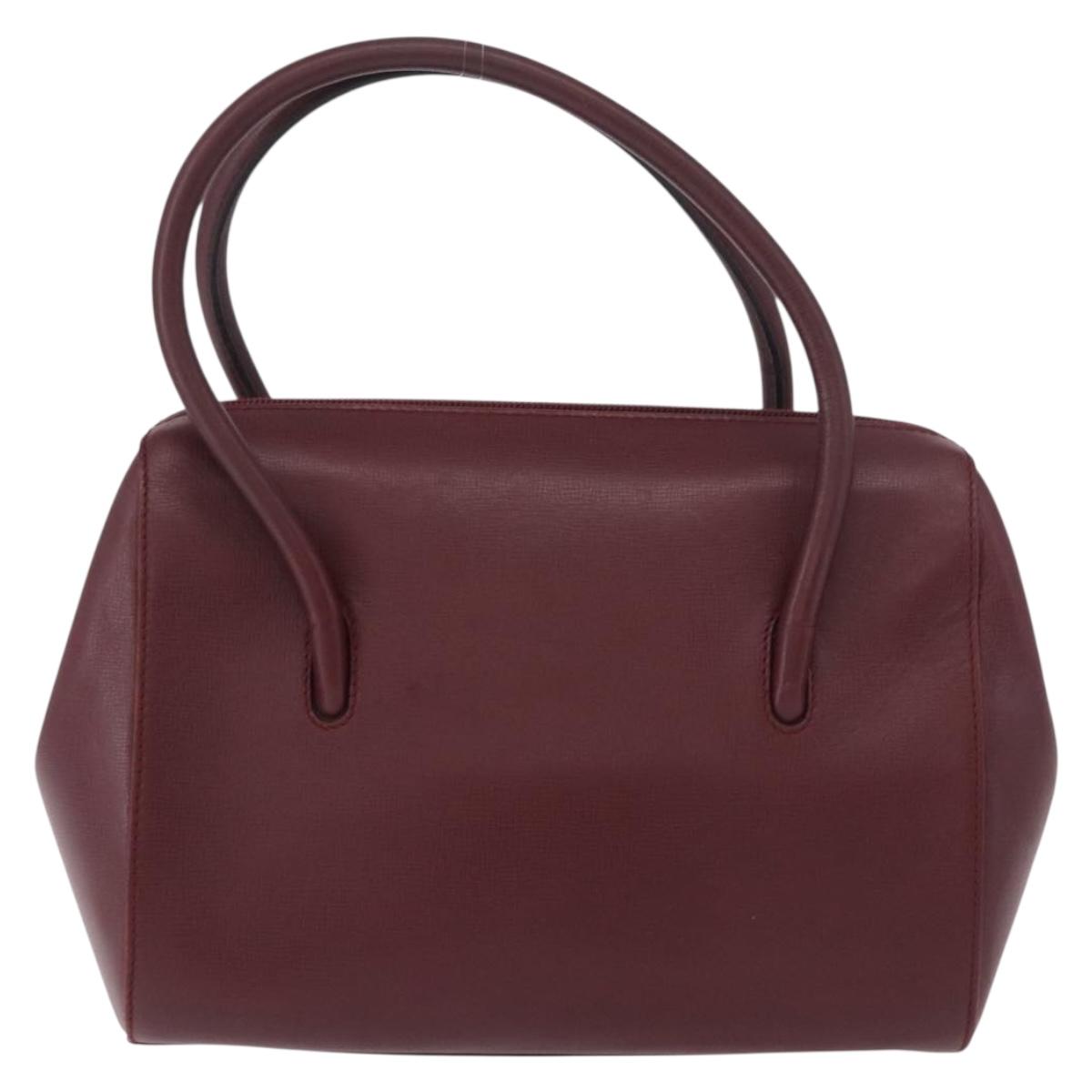 CARTIER Must Line Hand Bag Leather Bordeaux Gold Auth 190929