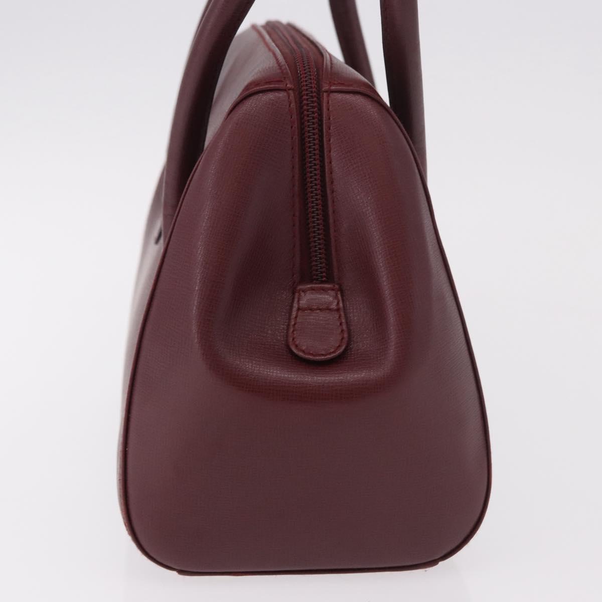 CARTIER Must Line Hand Bag Leather Bordeaux Gold Auth 190929