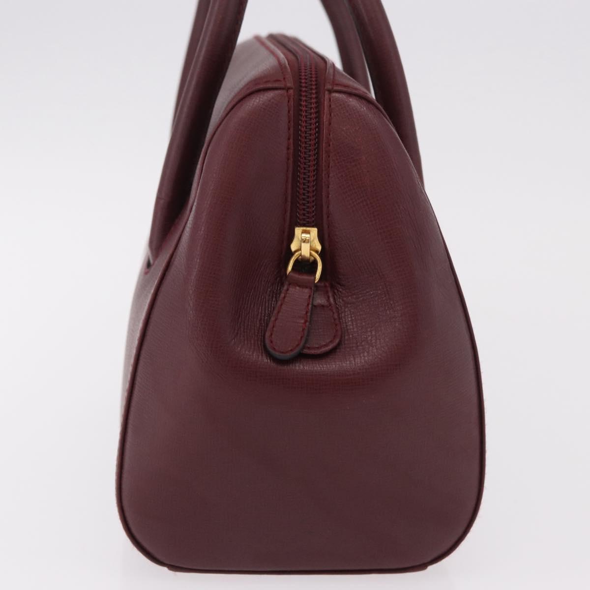 CARTIER Must Line Hand Bag Leather Bordeaux Gold Auth 190929