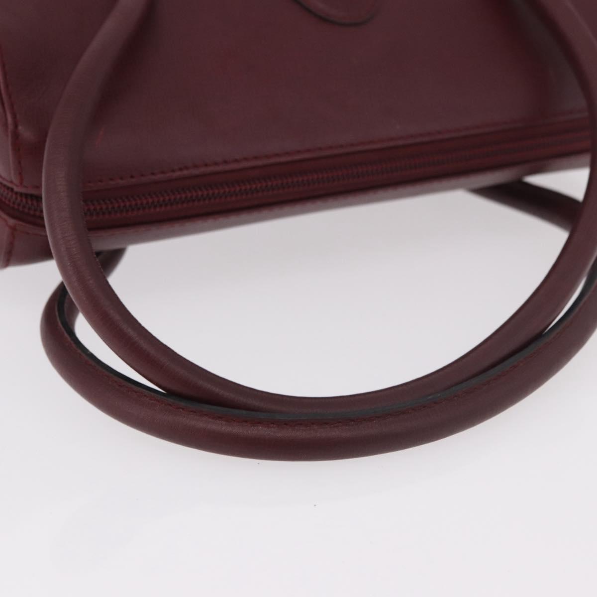 CARTIER Must Line Hand Bag Leather Bordeaux Gold Auth 190929