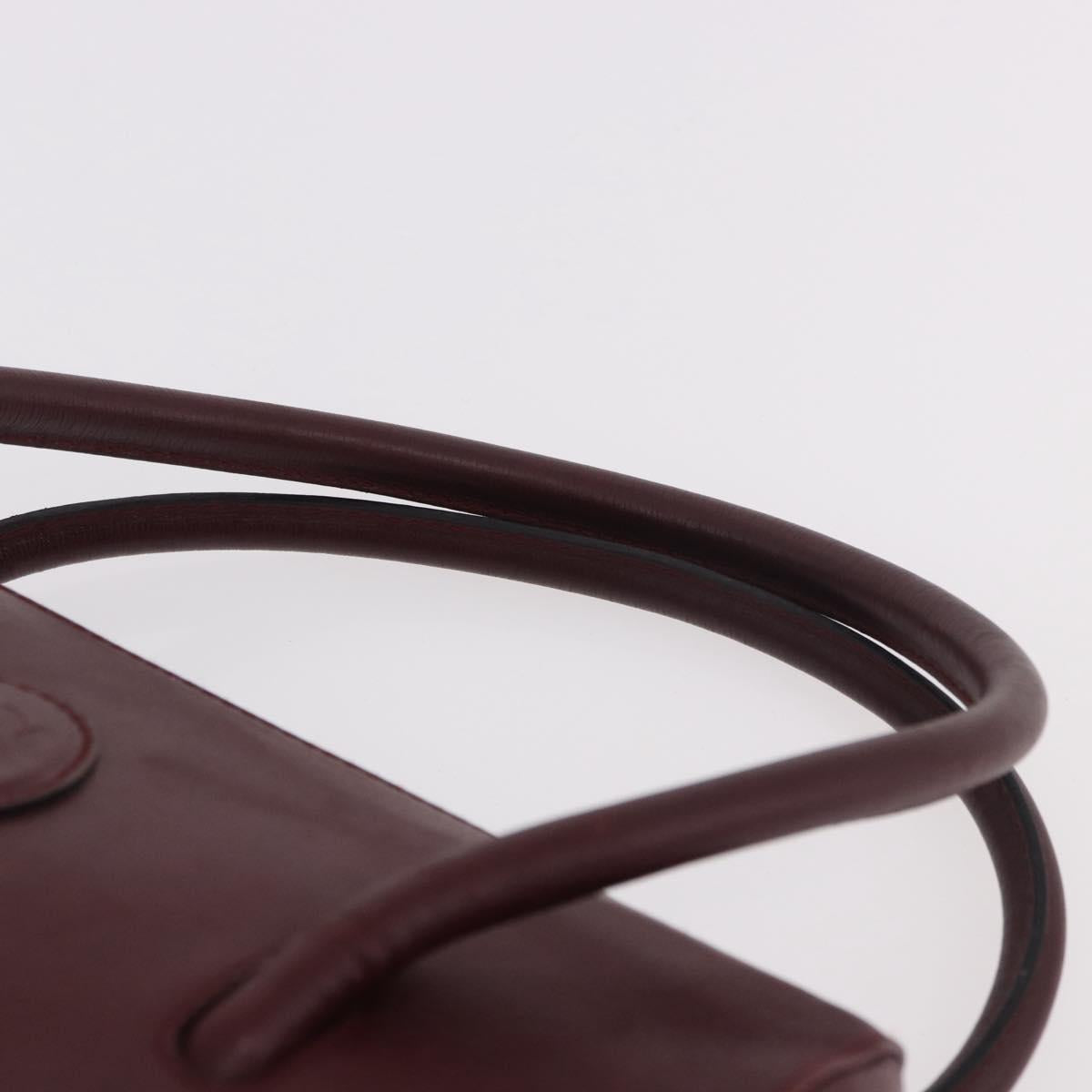 CARTIER Must Line Hand Bag Leather Bordeaux Gold Auth 190929