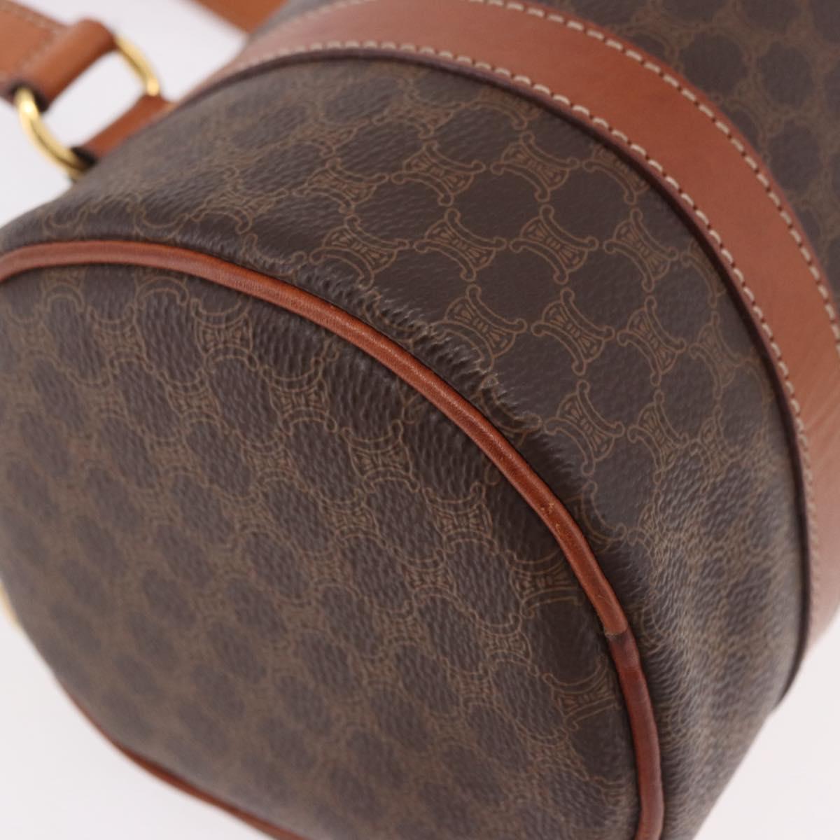 CELINE Macadam Canvas Hand Bag PVC Leather Brown Gold Auth 190930A