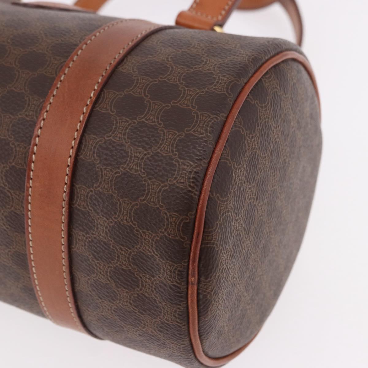 CELINE Macadam Canvas Hand Bag PVC Leather Brown Gold Auth 190930A