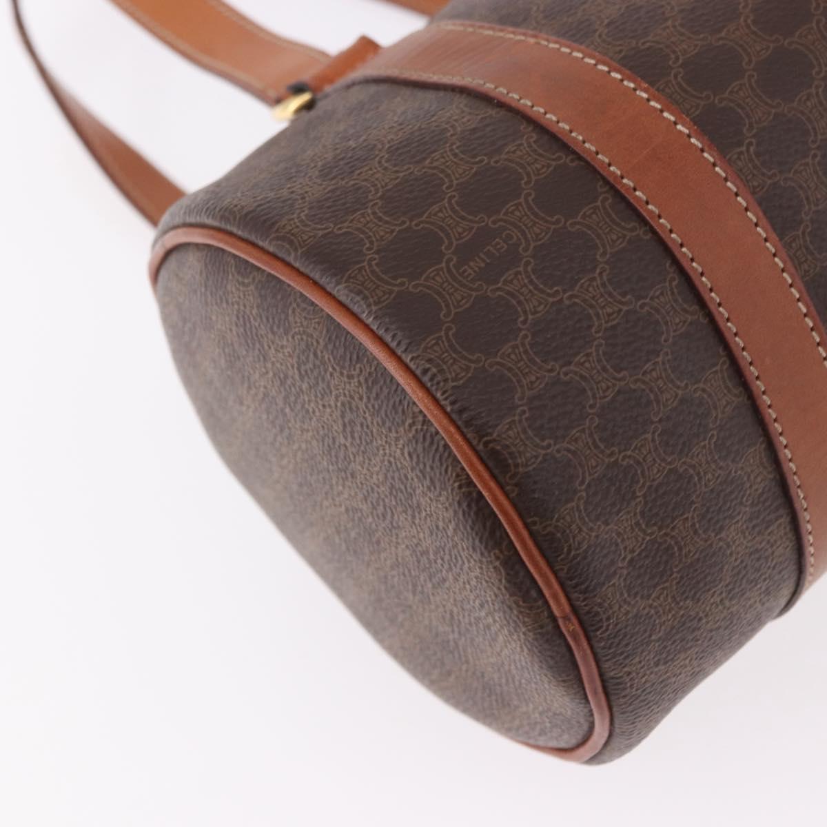 CELINE Macadam Canvas Hand Bag PVC Leather Brown Gold Auth 190930A