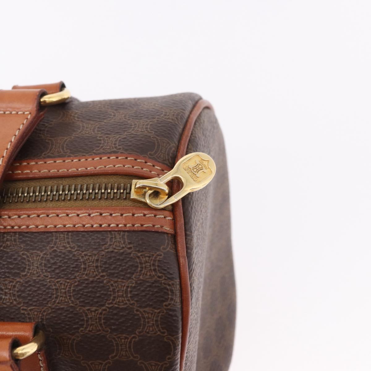 CELINE Macadam Canvas Hand Bag PVC Leather Brown Gold Auth 190930A