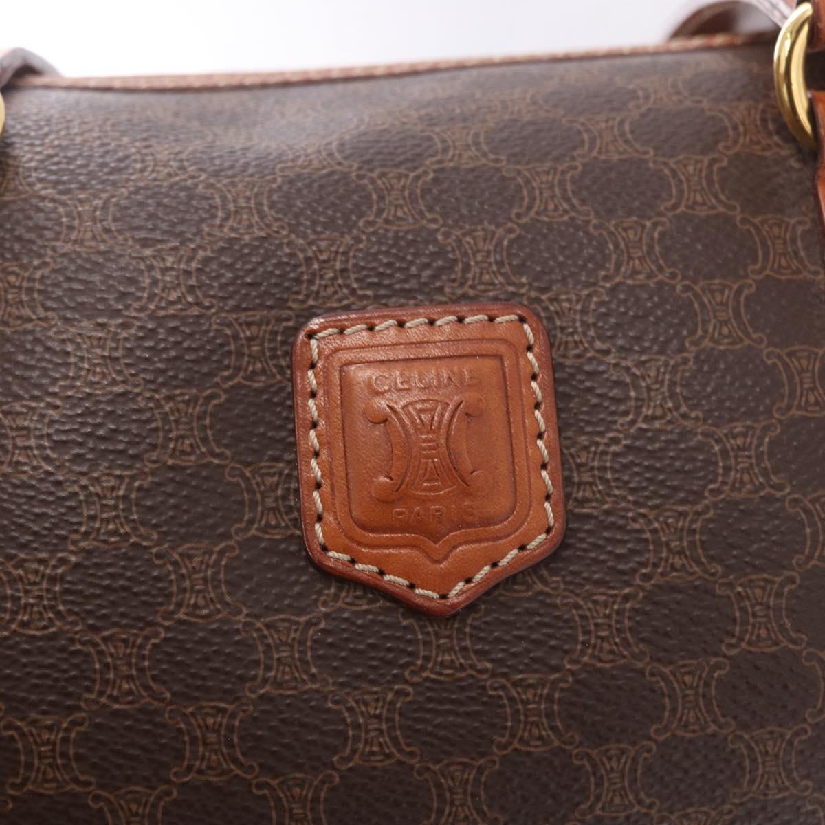 CELINE Macadam Canvas Hand Bag PVC Leather Brown Gold Auth 190930A