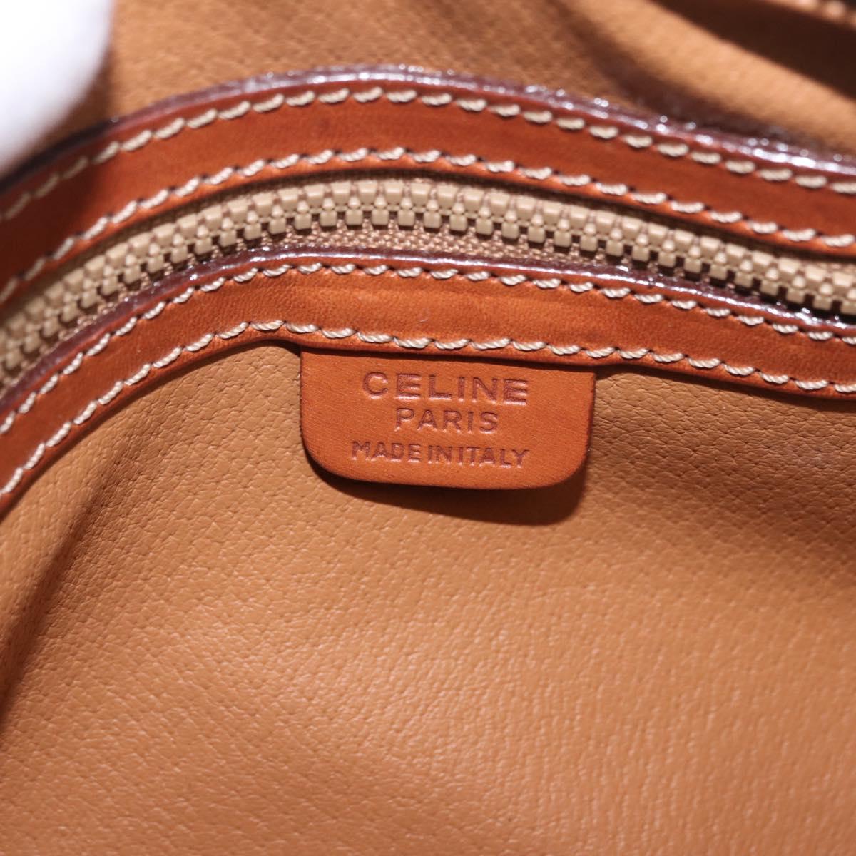 CELINE Macadam Canvas Hand Bag PVC Leather Brown Gold Auth 190930A