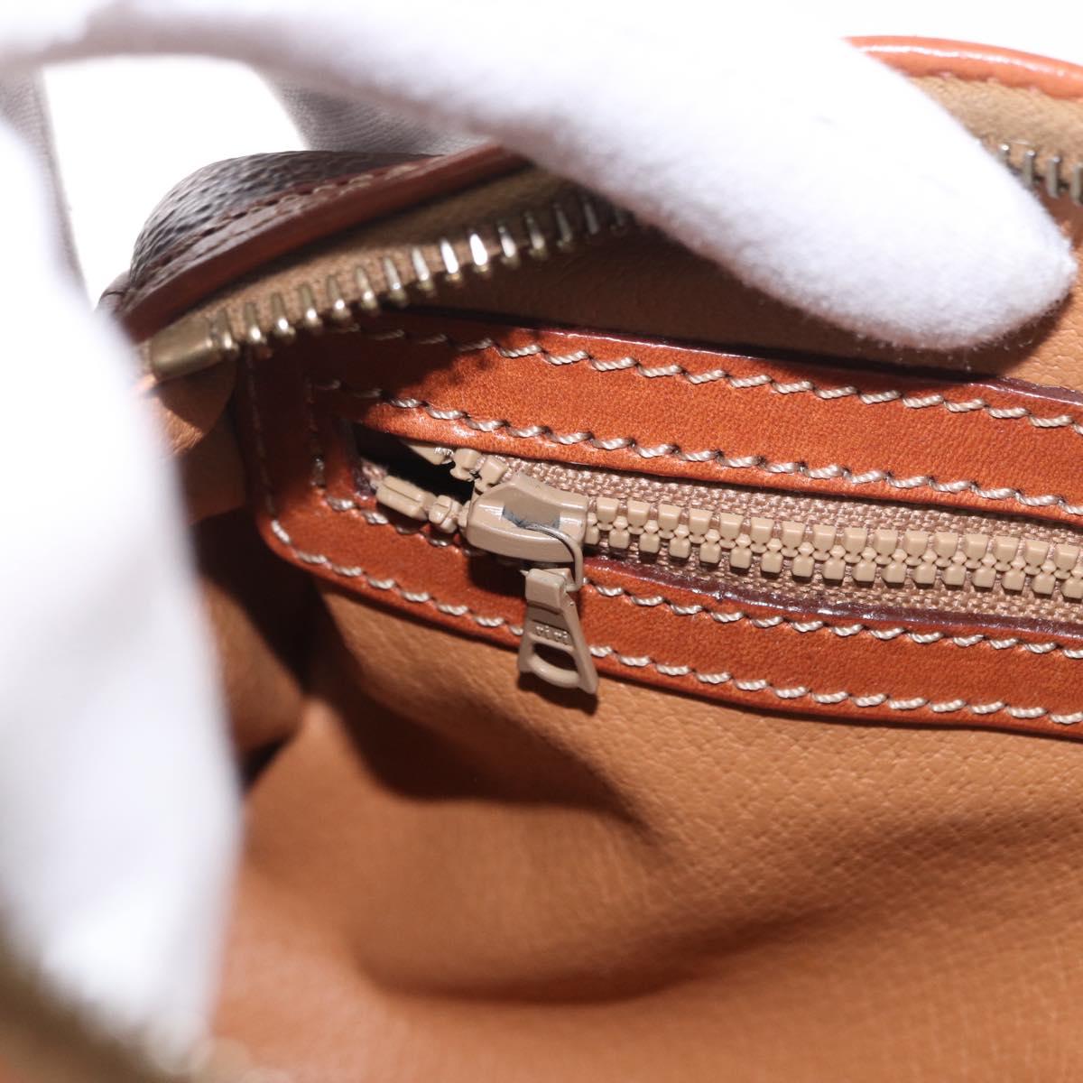 CELINE Macadam Canvas Hand Bag PVC Leather Brown Gold Auth 190930A