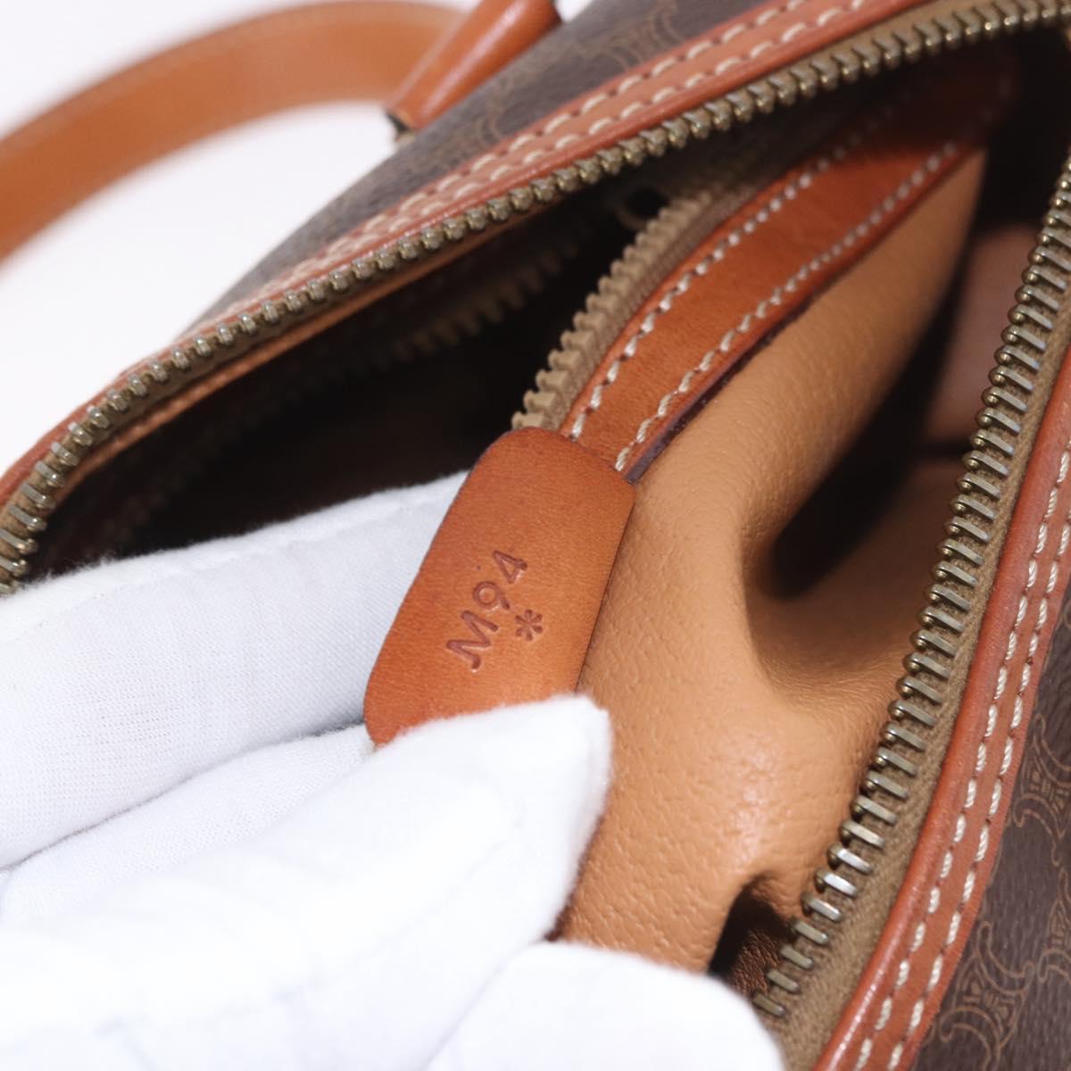 CELINE Macadam Canvas Hand Bag PVC Leather Brown Gold Auth 190930A