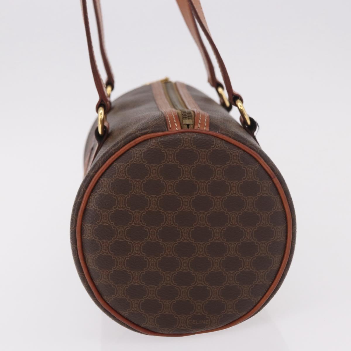 CELINE Macadam Canvas Hand Bag PVC Leather Brown Gold Auth 190930A