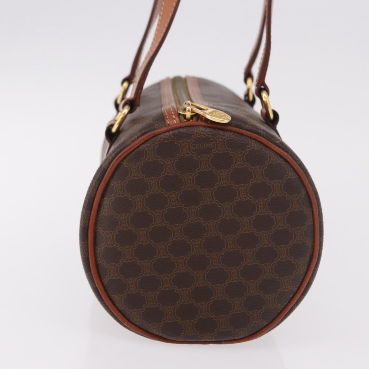 CELINE Macadam Canvas Hand Bag PVC Leather Brown Gold Auth 190930A