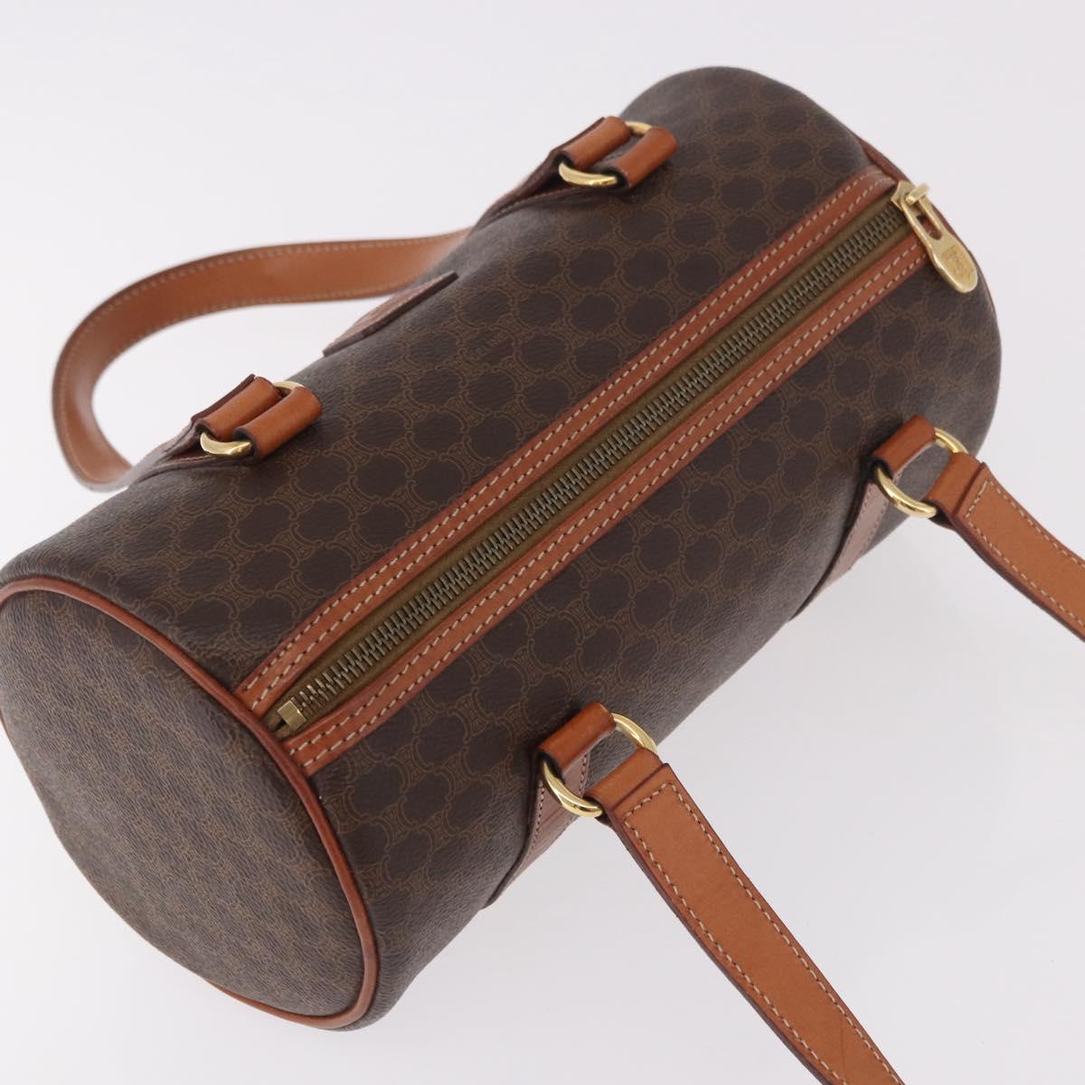 CELINE Macadam Canvas Hand Bag PVC Leather Brown Gold Auth 190930A