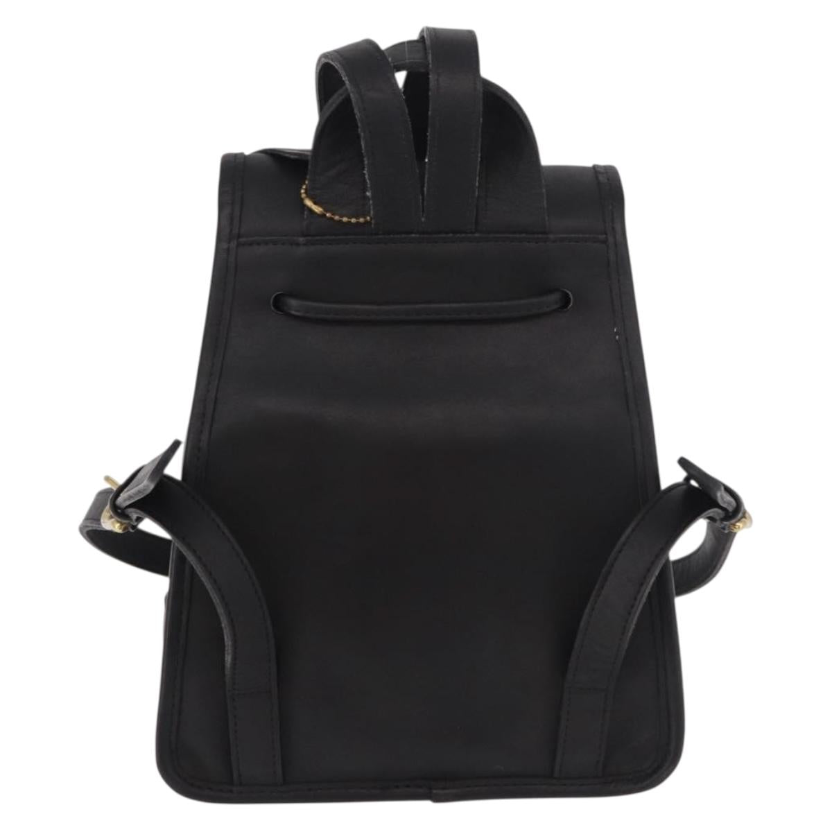 Coach Backpack Leather Black Gold Auth 190933A