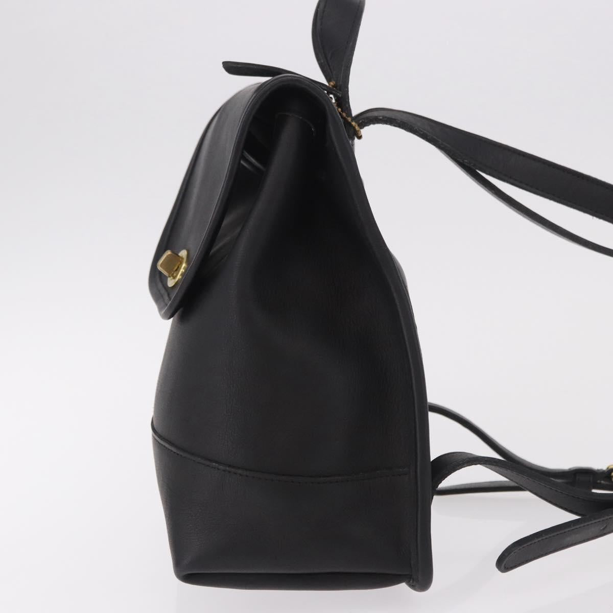 Coach Backpack Leather Black Gold Auth 190933A