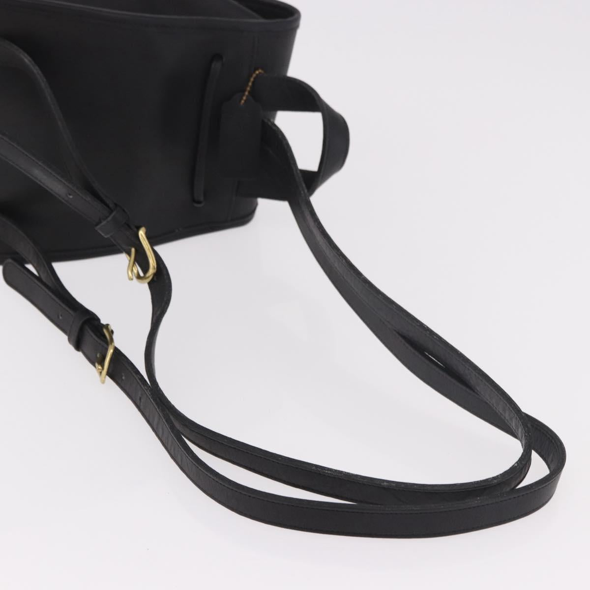 Coach Backpack Leather Black Gold Auth 190933A