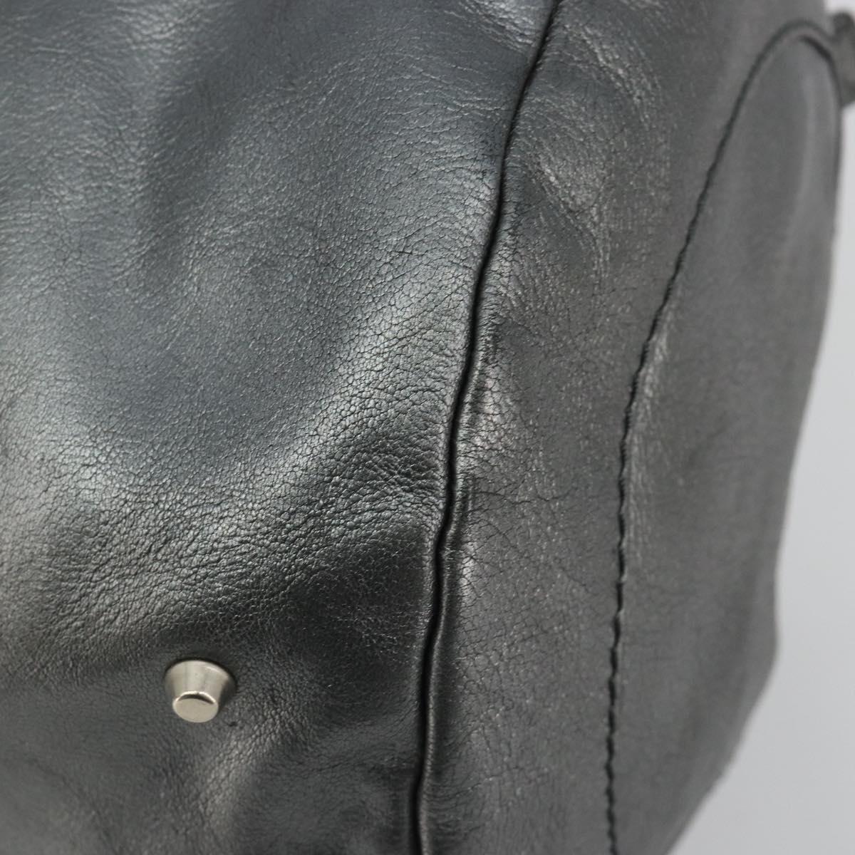 Chloe Mr Paddington Boston Bag Leather Silver Auth 190937A