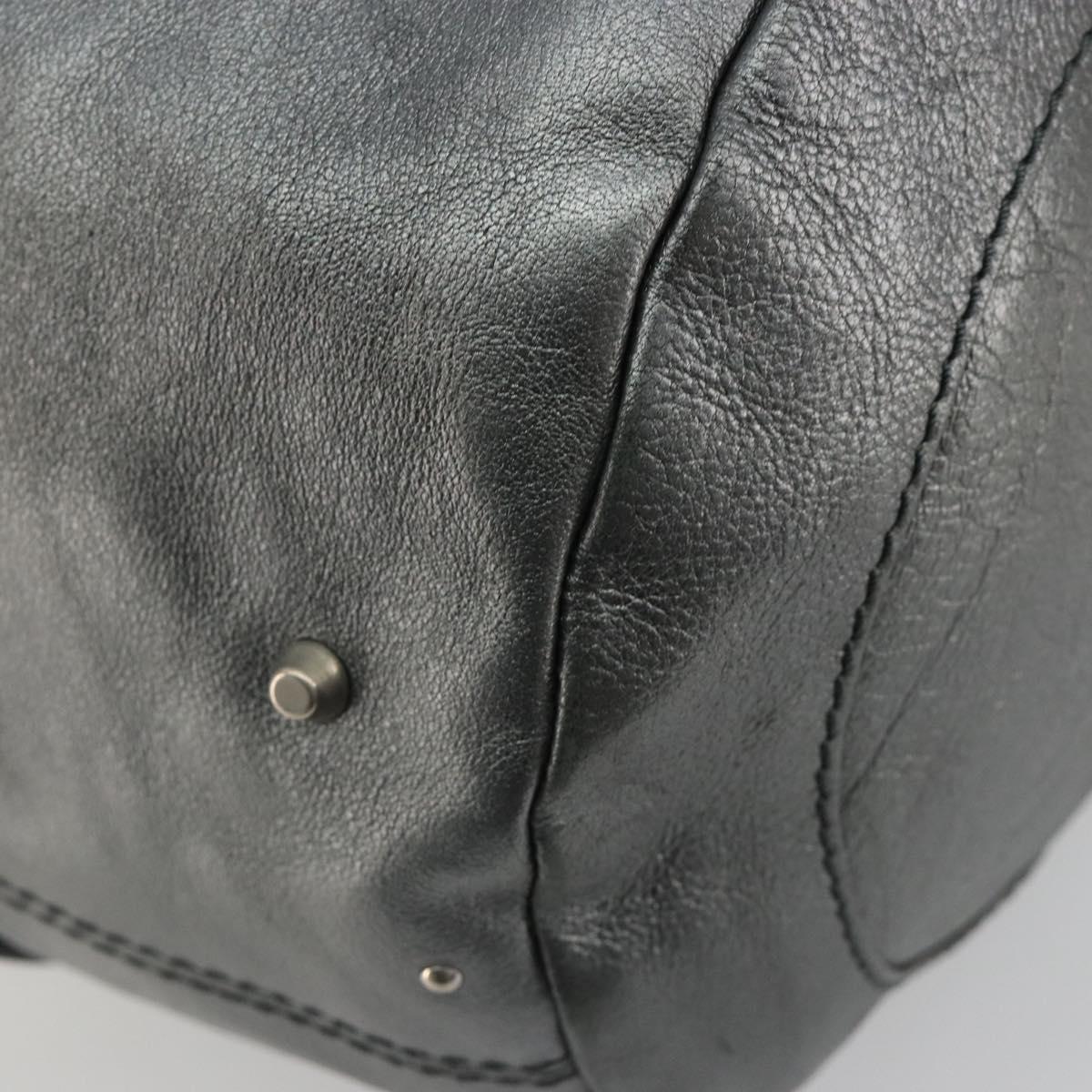 Chloe Mr Paddington Boston Bag Leather Silver Auth 190937A