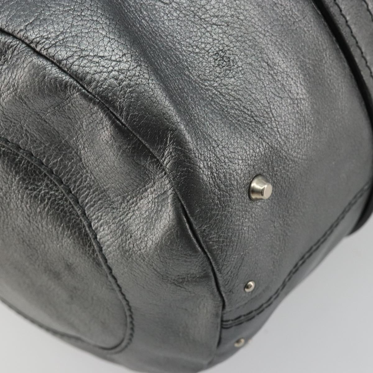 Chloe Mr Paddington Boston Bag Leather Silver Auth 190937A