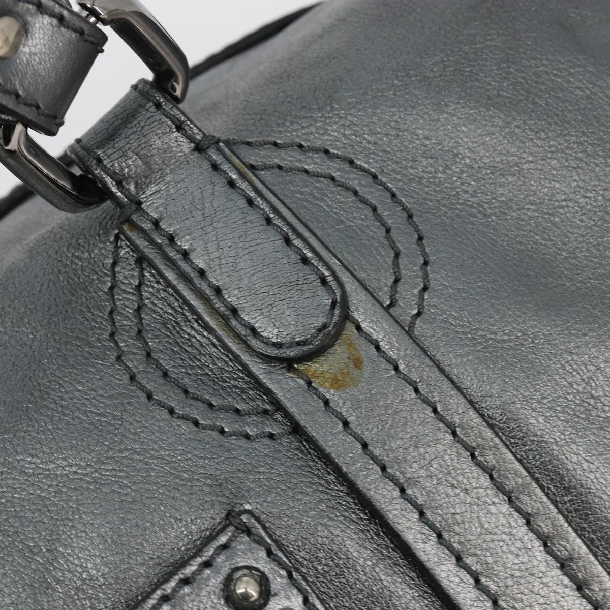 Chloe Mr Paddington Boston Bag Leather Silver Auth 190937A