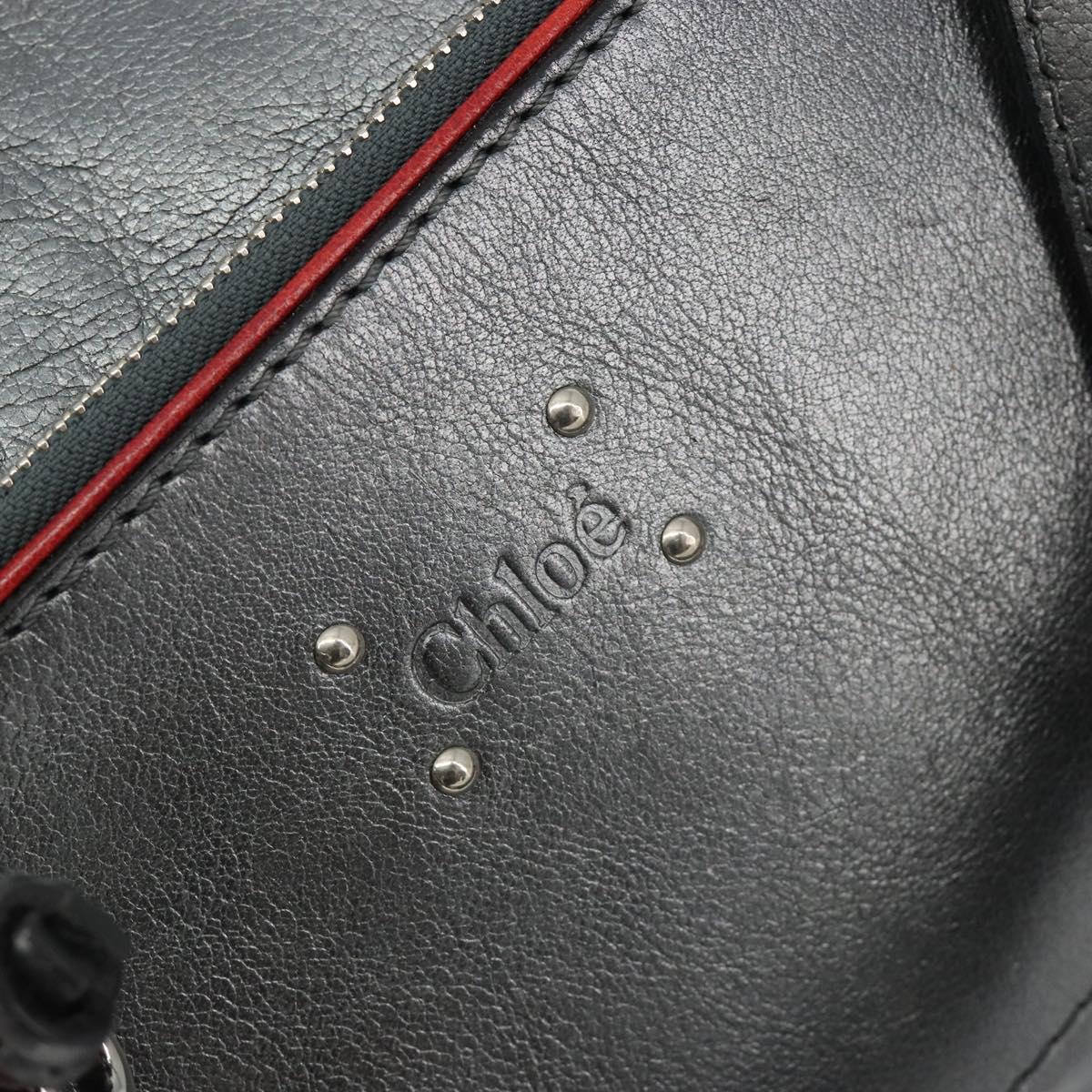 Chloe Mr Paddington Boston Bag Leather Silver Auth 190937A