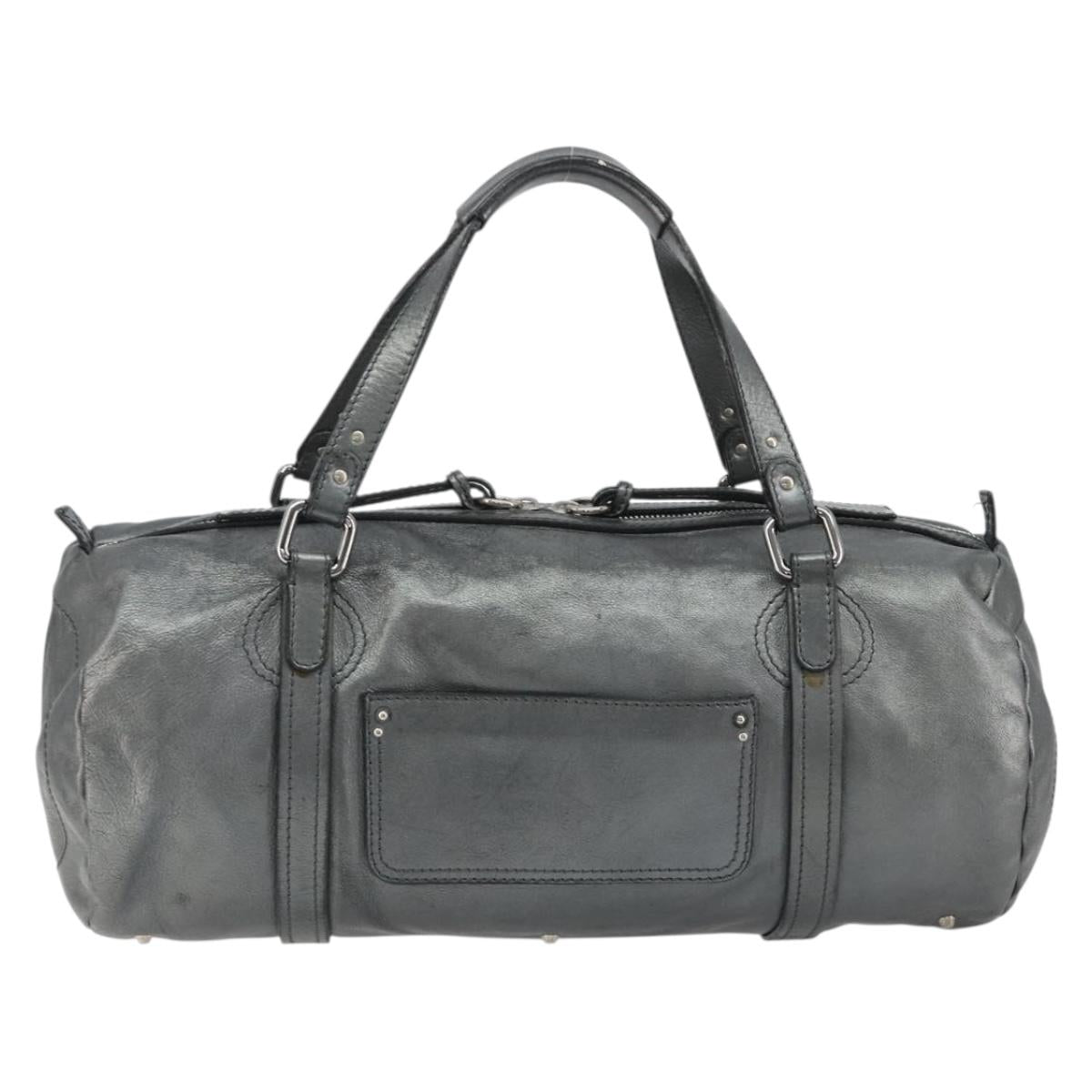 Chloe Mr Paddington Boston Bag Leather Silver Auth 190937A