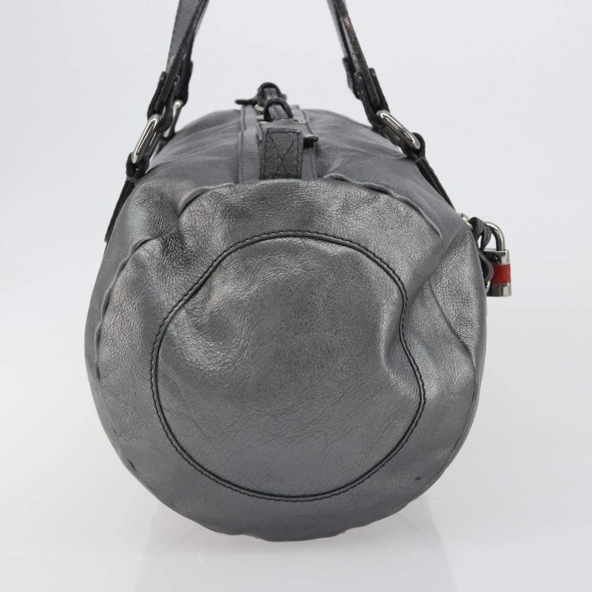 Chloe Mr Paddington Boston Bag Leather Silver Auth 190937A