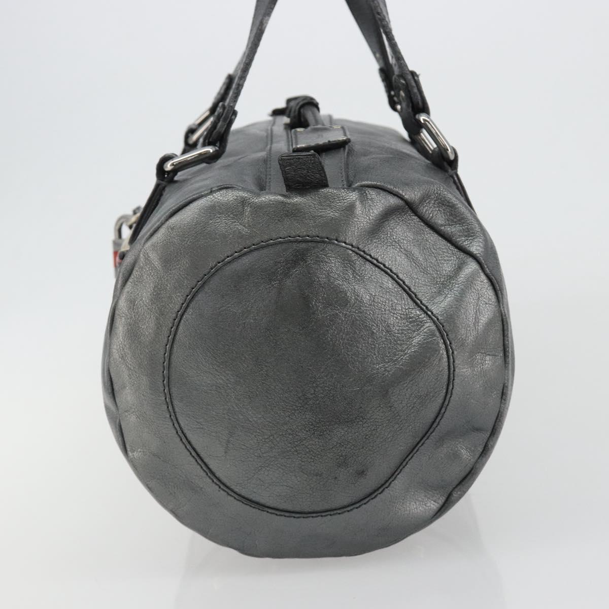 Chloe Mr Paddington Boston Bag Leather Silver Auth 190937A