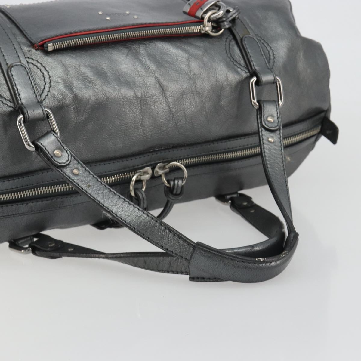 Chloe Mr Paddington Boston Bag Leather Silver Auth 190937A