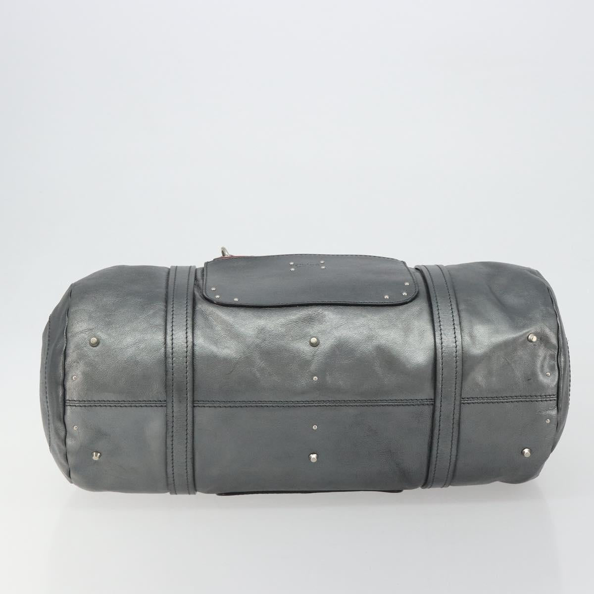 Chloe Mr Paddington Boston Bag Leather Silver Auth 190937A