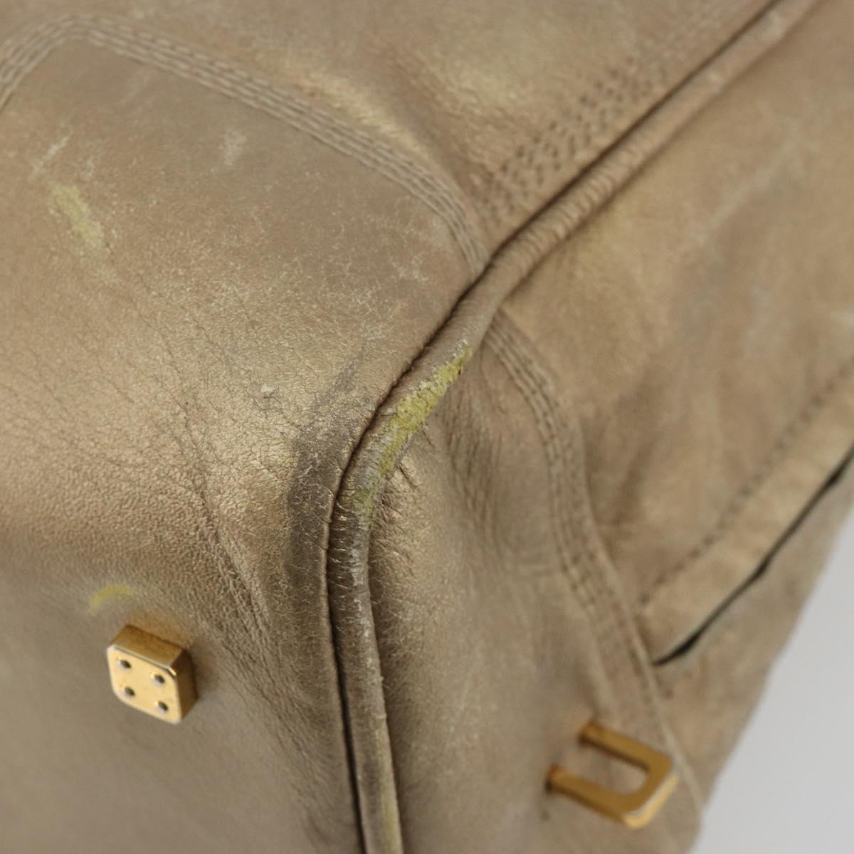 LOEWE Anagram Amazona 36 Hand Bag Leather Gold Auth 190941