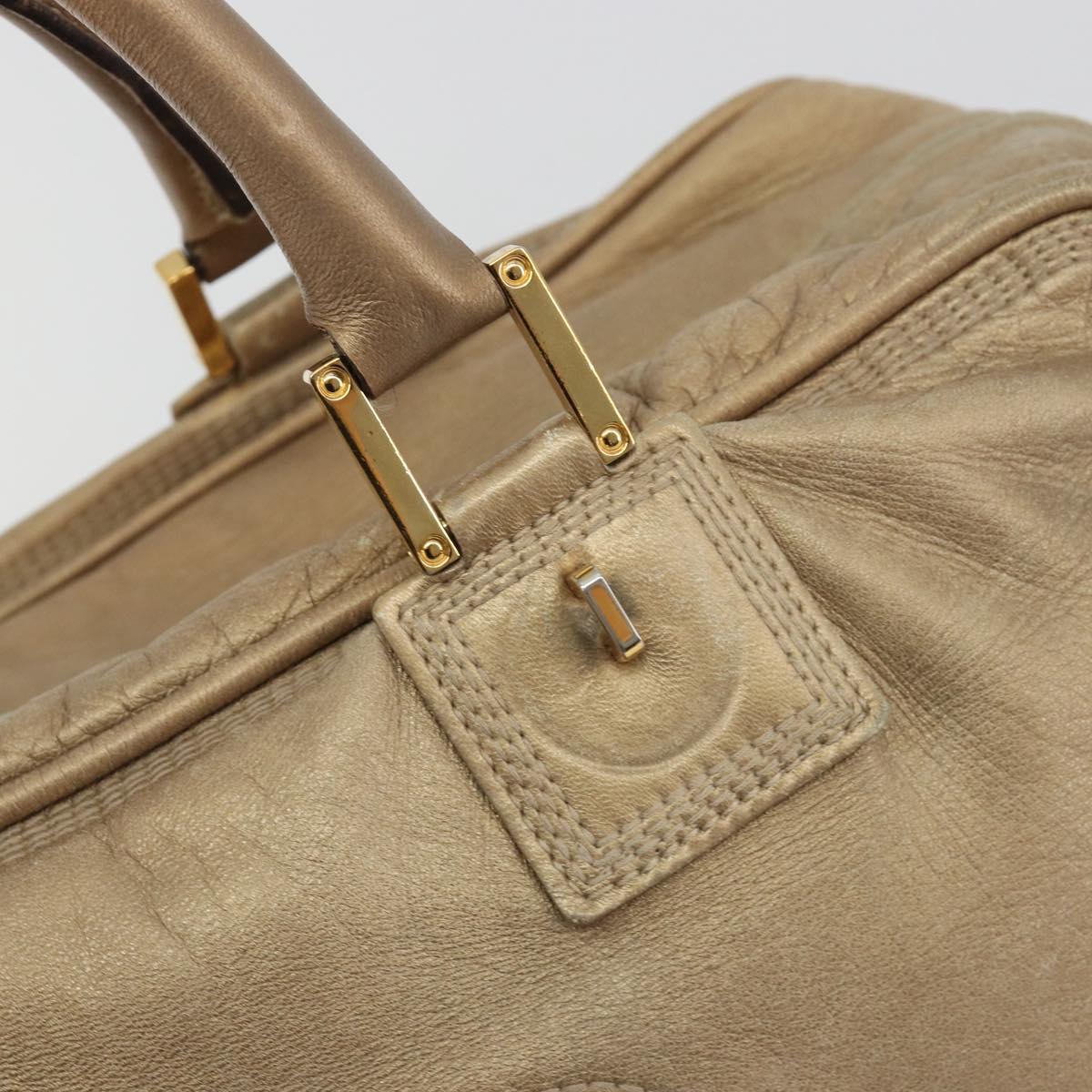 LOEWE Anagram Amazona 36 Hand Bag Leather Gold Auth 190941