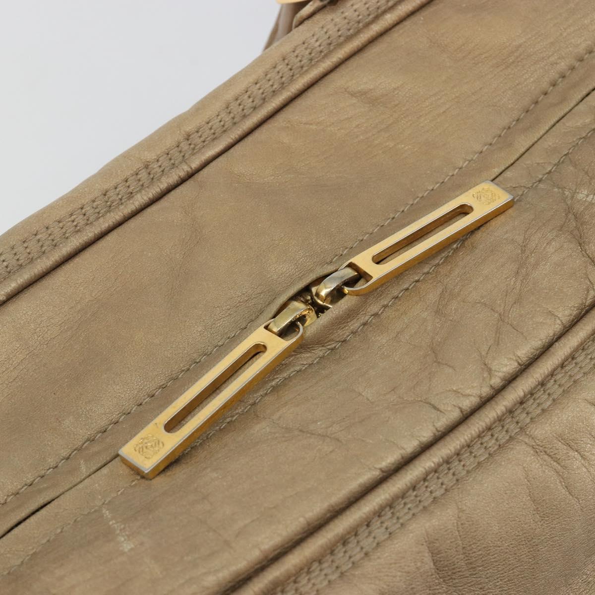 LOEWE Anagram Amazona 36 Hand Bag Leather Gold Auth 190941