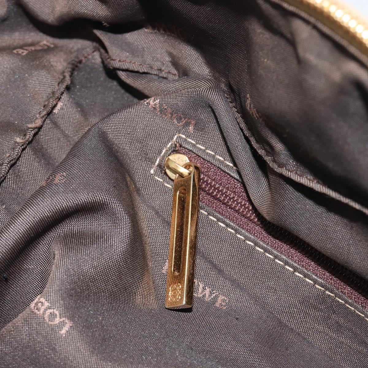 LOEWE Anagram Amazona 36 Hand Bag Leather Gold Auth 190941