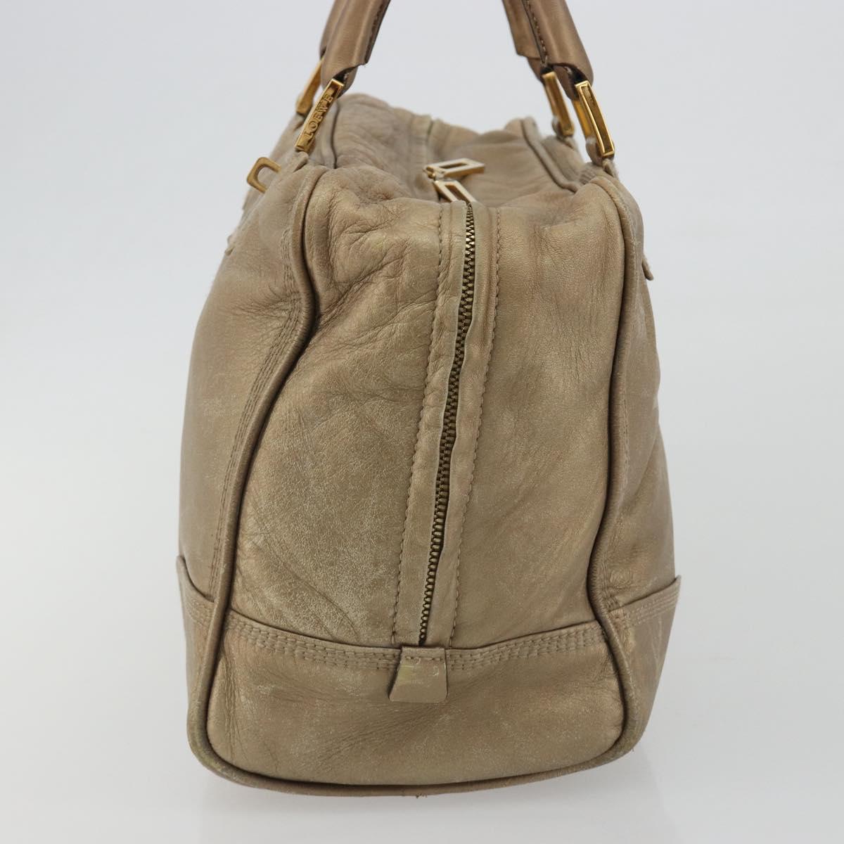 LOEWE Anagram Amazona 36 Hand Bag Leather Gold Auth 190941