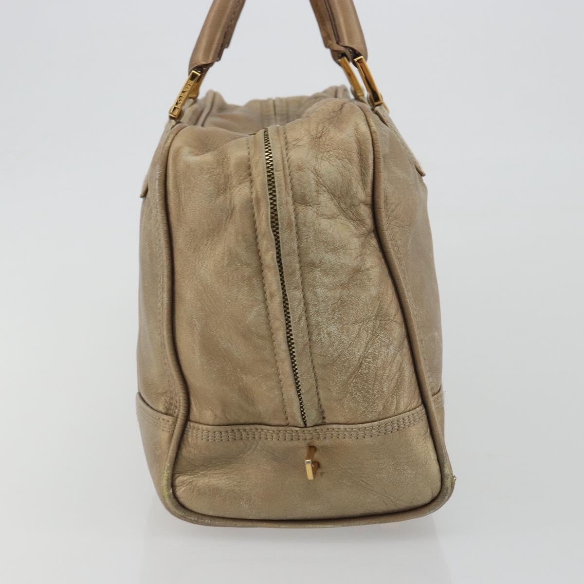 LOEWE Anagram Amazona 36 Hand Bag Leather Gold Auth 190941
